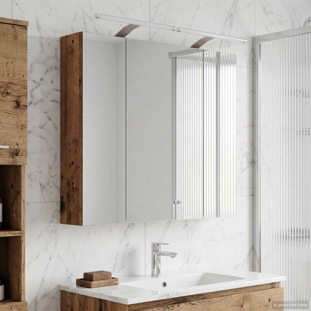 vidaXL Badrumsspegelskåp Gammalt trä 80 x 14.5 x 70 cm Konstruerat trä