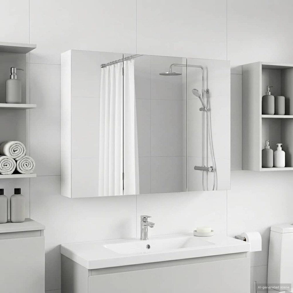 vidaXL Badrumsspegelskåp Vit 100 x 14,5 x 70 cm Konstruerat trä