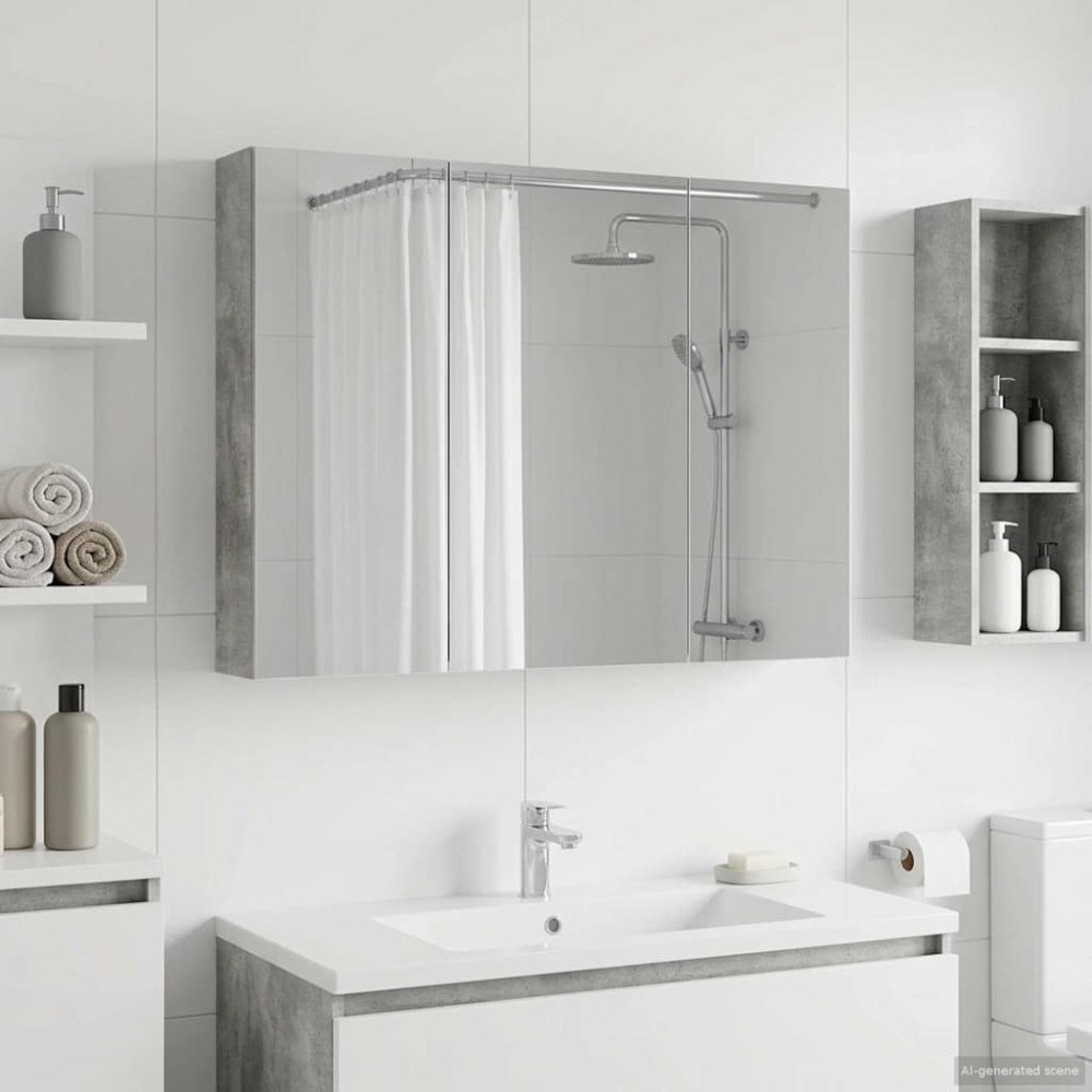 vidaXL Badrumsspegelskåp Betonggrå 100 x 14,5 x 70 cm Konstruerat trä