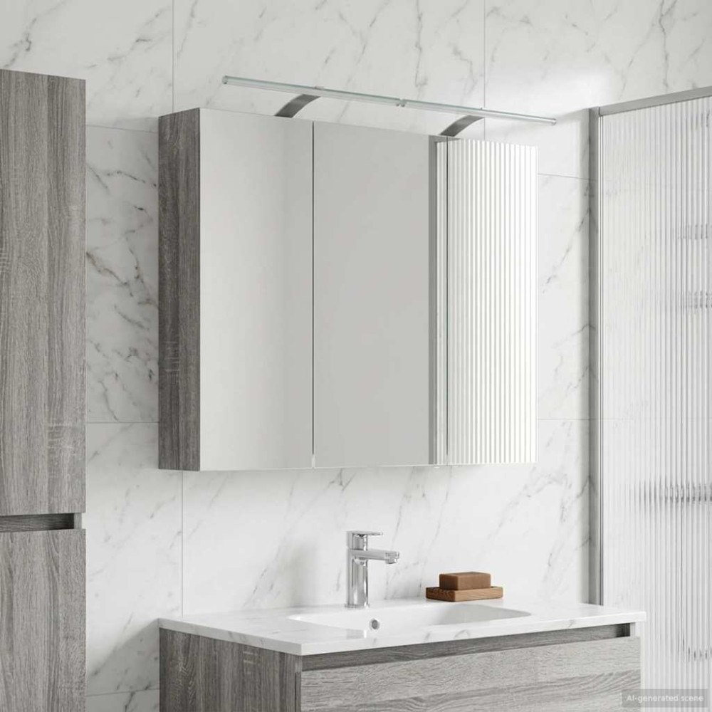 vidaXL Badrumsspegelskåp Grå Sonoma 100 x 14,5 x 70 cm Konstruerat trä