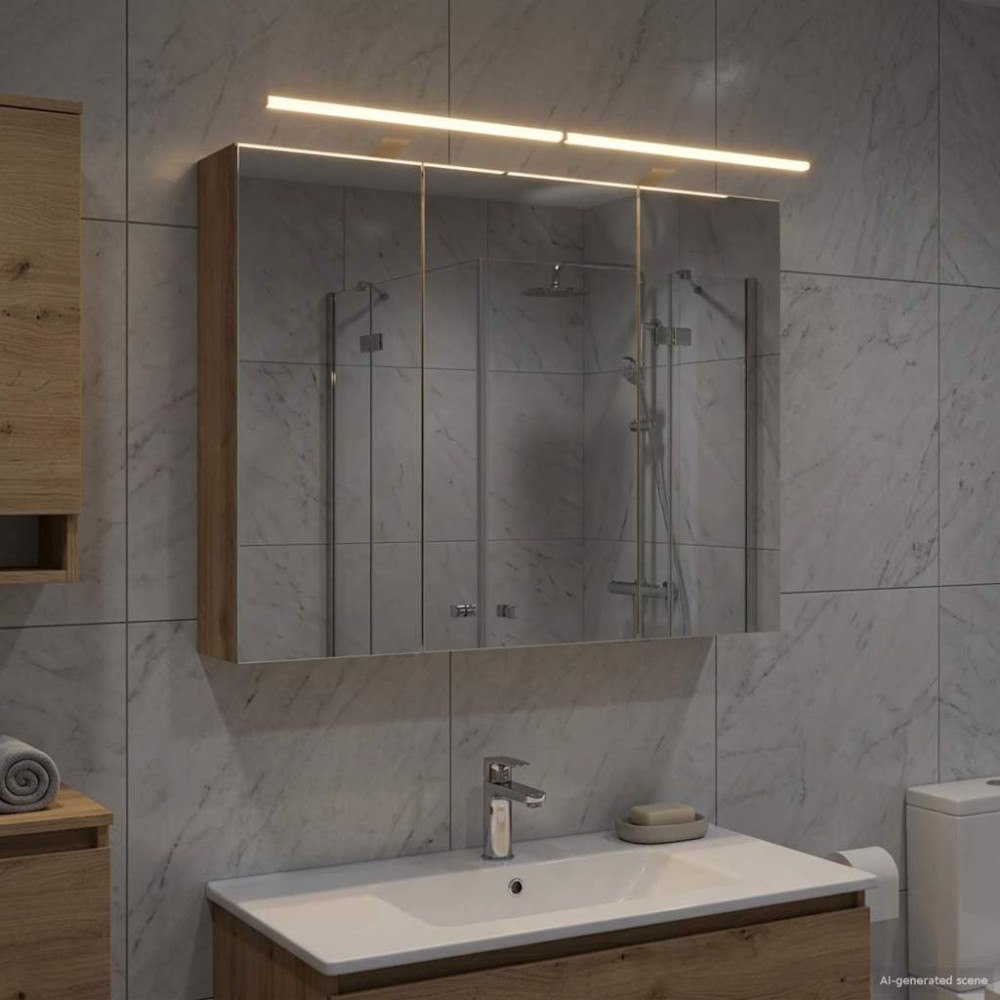 vidaXL Badrumsspegelskåp Artisan Ek 100 x 14,5 x 70 cm Konstruerat trä