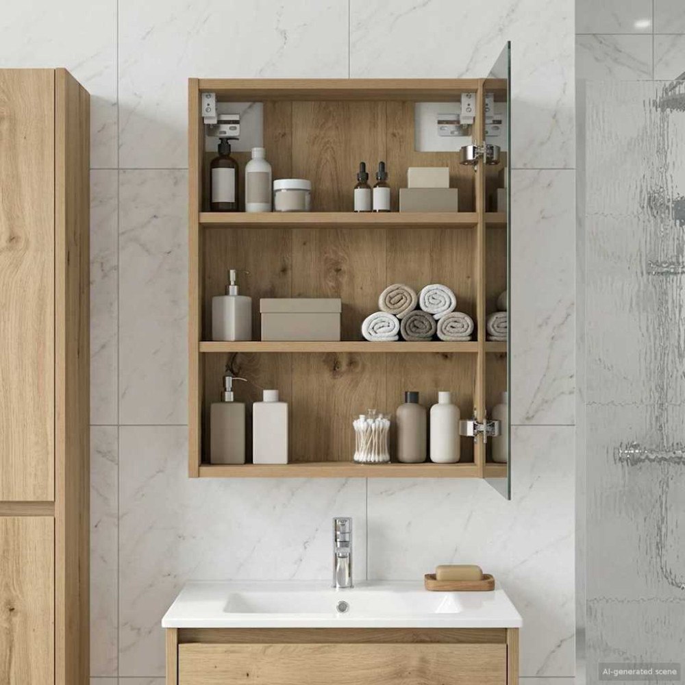 vidaXL Badrumsspegelskåp Artisan Ek 43 x 16 x 62.5 cm Konstruerat trä