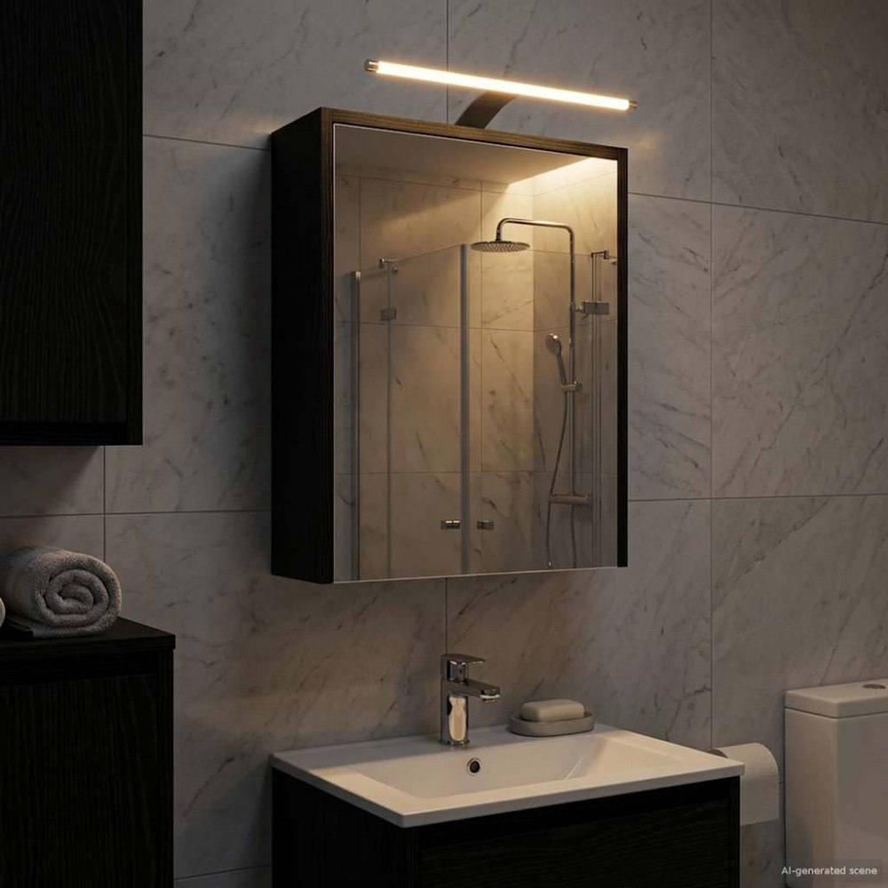 vidaXL Badrumsspegelskåp Svart Ek 43 x 16 x 62.5 cm Konstruerat trä