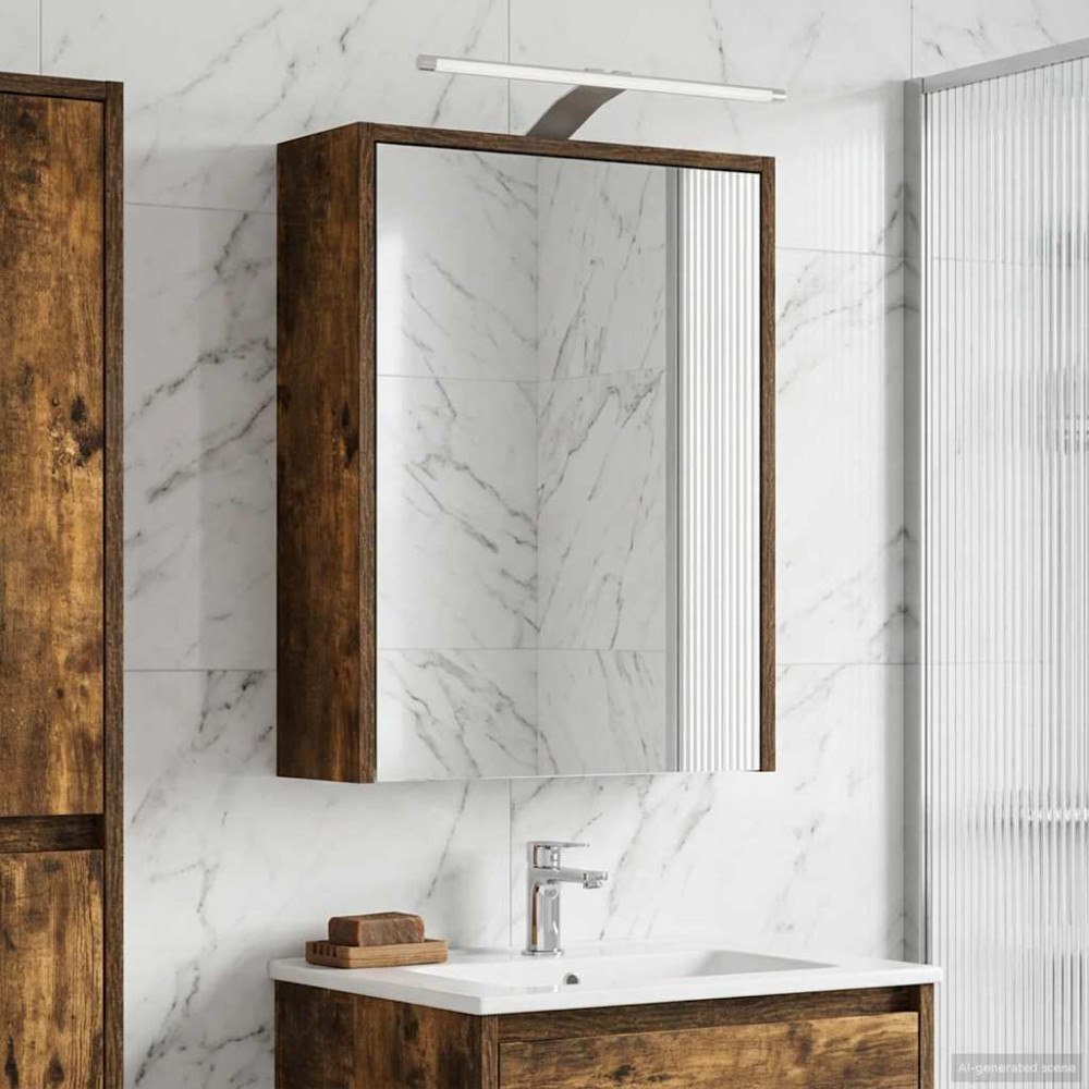 vidaXL Badrumsspegelskåp Rökt ek 43 x 16 x 62.5 cm Konstruerat trä