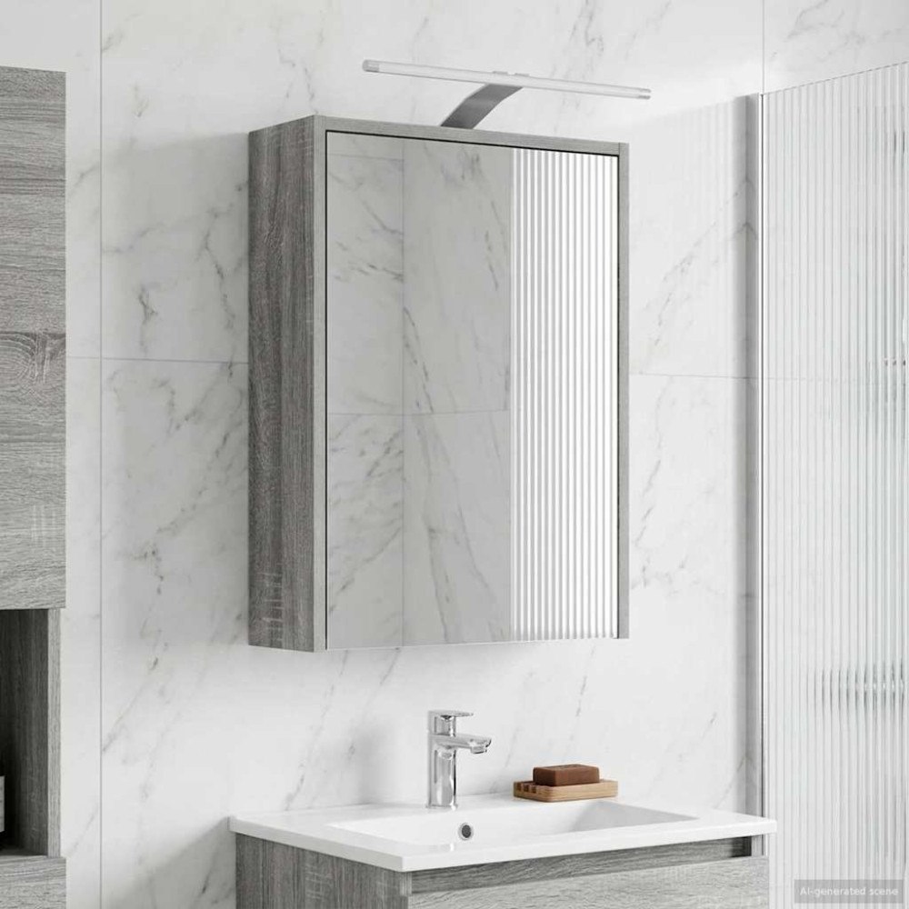 vidaXL Badrumsspegelskåp Grå Sonoma 43 x 16 x 62.5 cm Konstruerat trä