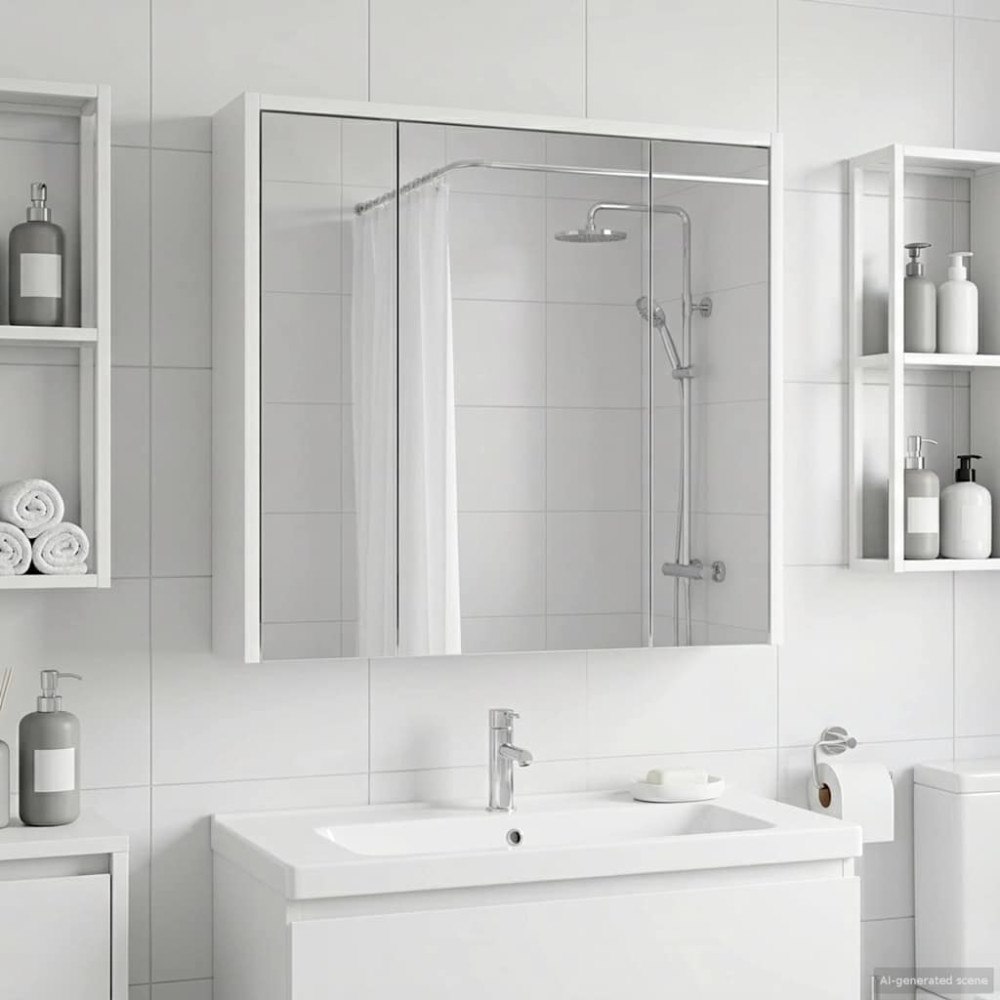 vidaXL Badrumsspegelskåp för Vit 63,5 x 16 x 62,5 cm Konstruerat trä