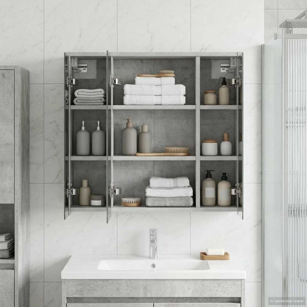 vidaXL Badrumsspegelskåp Betonggrå 63,5 x 16 x 62,5 cm Konstruerat trä