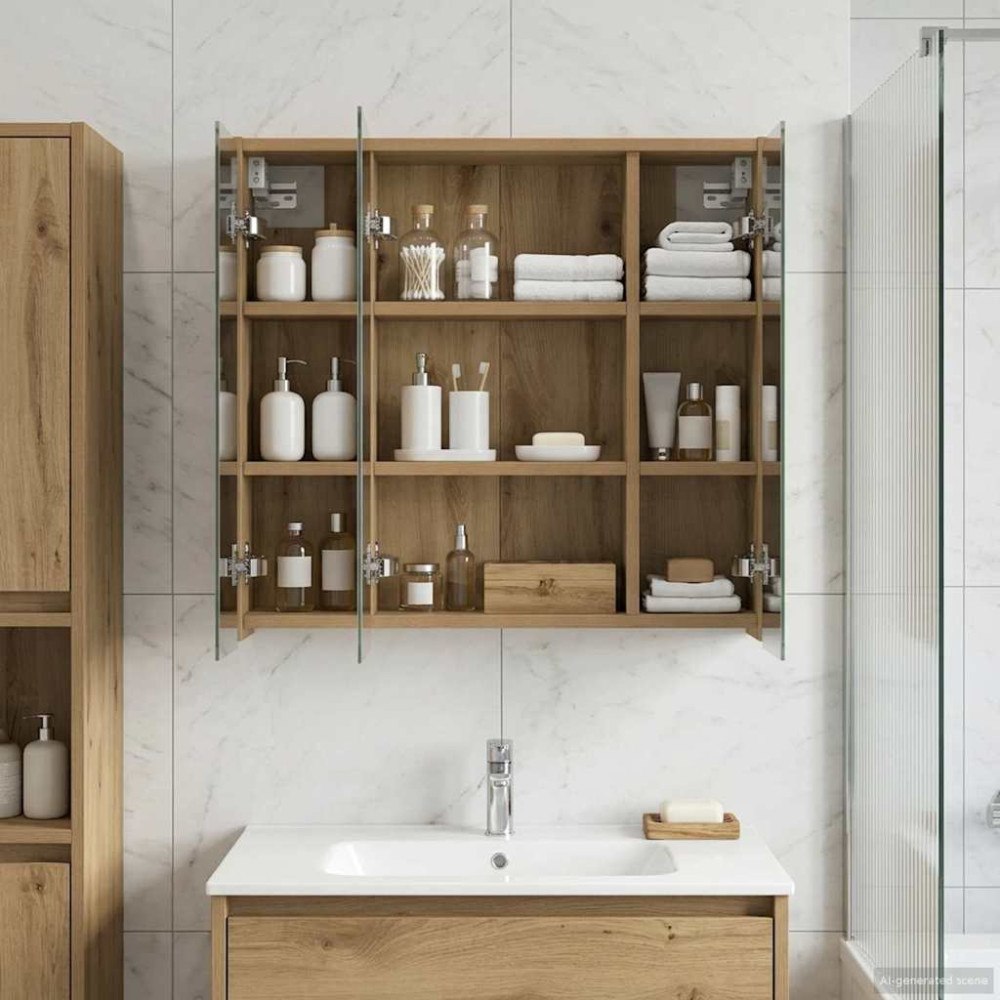 vidaXL Badrumsspegelskåp Artisan Ek 63,5 x 16 x 62,5 cm