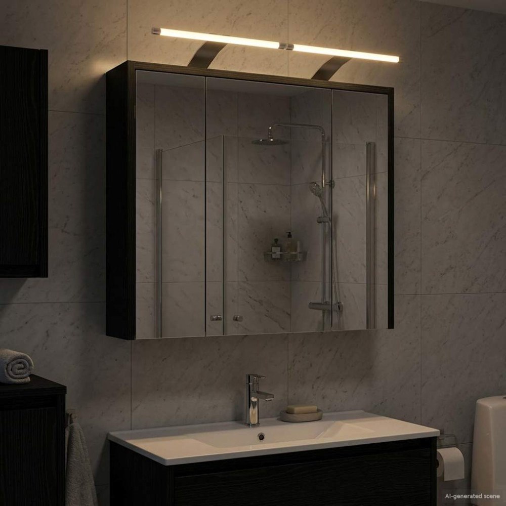 vidaXL Badrumsspegelskåp Svart Ek 63,5 x 16 x 62,5 cm Konstruerat trä