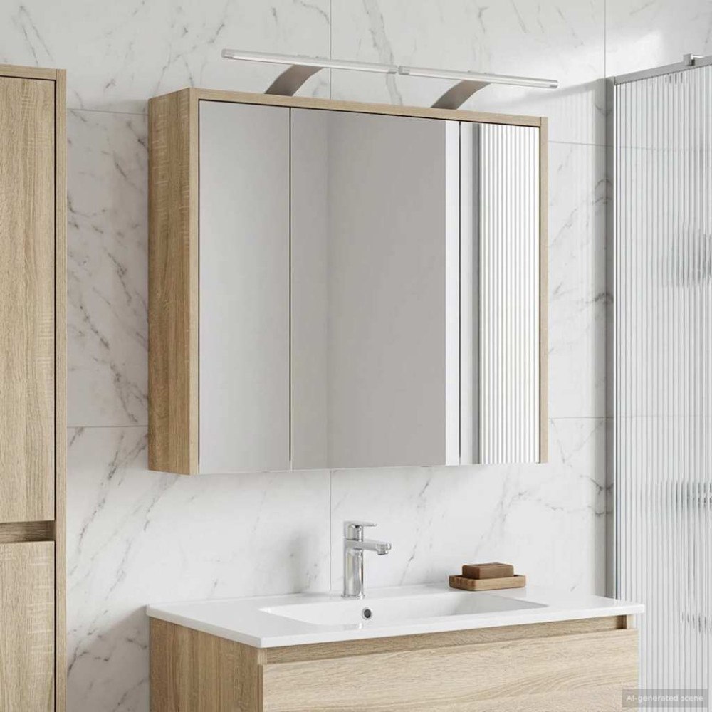 vidaXL Badrumsspegelskåp Sonoma-ek 63,5 x 16 x 62,5 cm Konstruerat trä