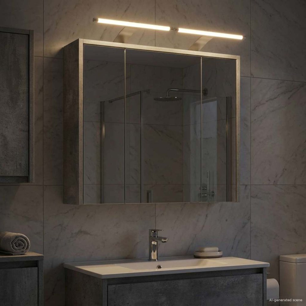 vidaXL Badrumsspegelskåp Betonggrå 63,5 x 16 x 62,5 cm Konstruerat trä