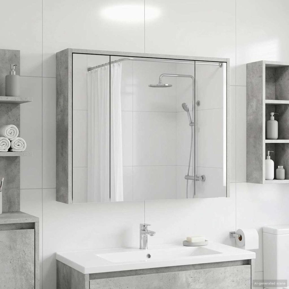 vidaXL Badrumsspegelskåp Betonggrå 73,5 x 16 x 62,5 cm Konstruerat trä