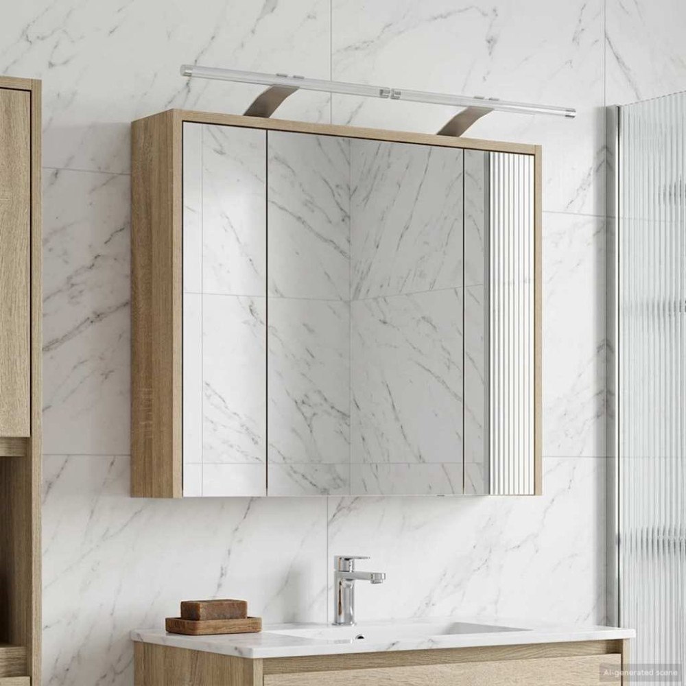 vidaXL Badrumsspegelskåp Sonoma-ek 73,5 x 16 x 62,5 cm Konstruerat trä