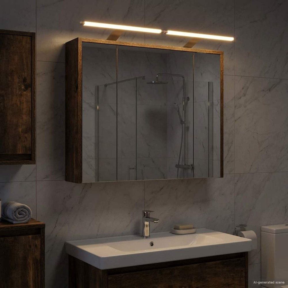 vidaXL Badrumsspegelskåp Rökt ek 73,5 x 16 x 62,5 cm Konstruerat trä