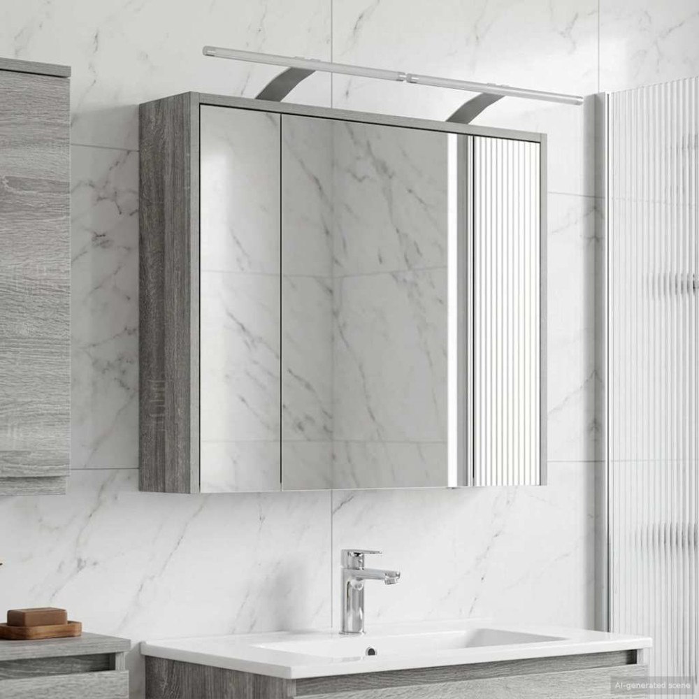 vidaXL Badrumsspegelskåp Grå Sonoma 73,5 x 16 x 62,5 cm