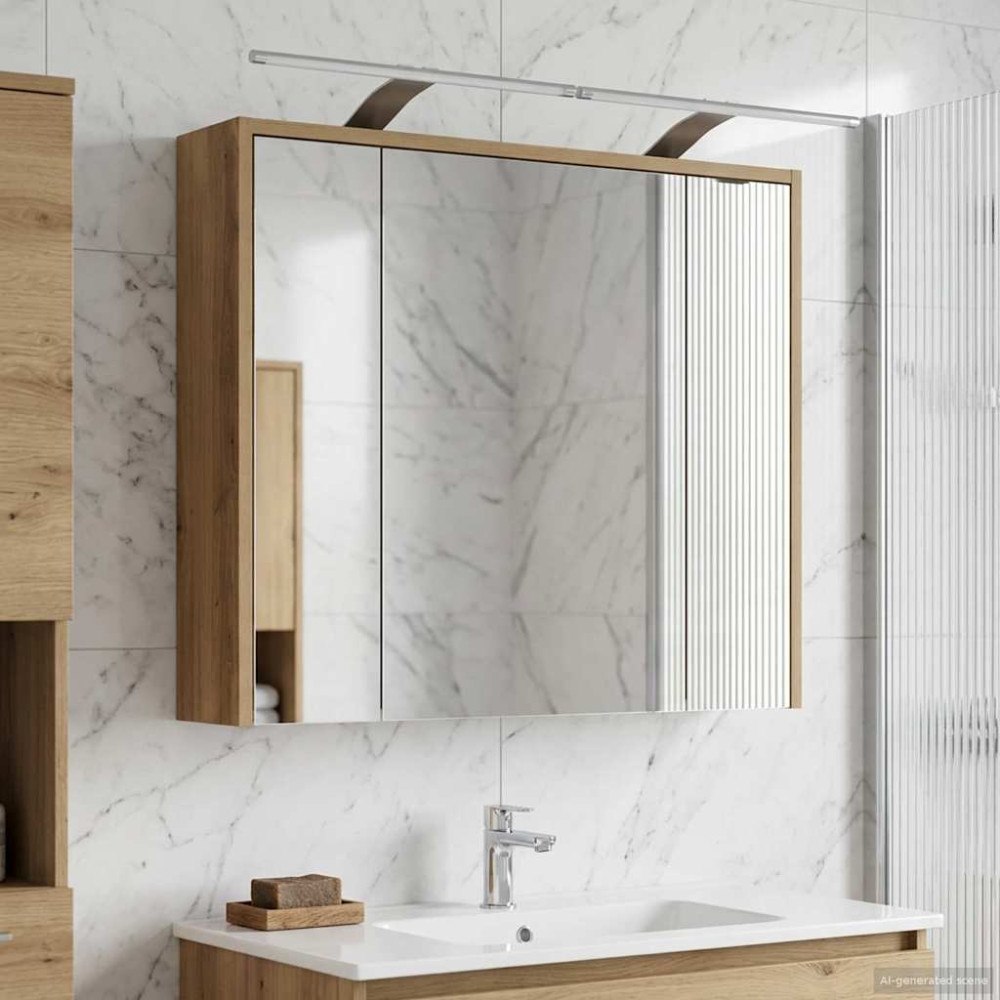 vidaXL Badrumsspegelskåp Artisan Ek 73,5 x 16 x 62,5 cm