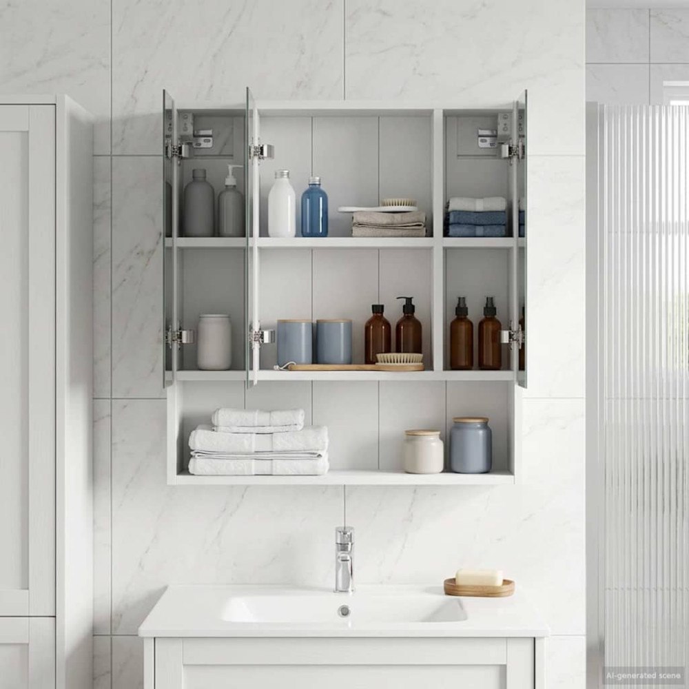 vidaXL Badrumsspegelskåp Vit 60 x 14.5 x 70 cm Konstruerat trä