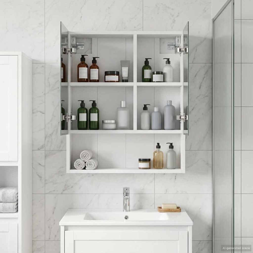 vidaXL Badrumsspegelskåp Vit 50 x 14,5 x 70 cm Konstruerat trä