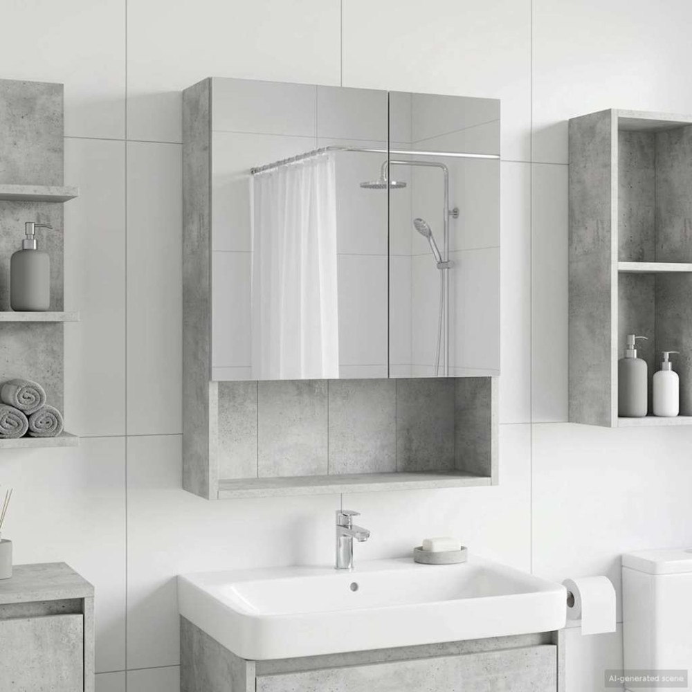 vidaXL Badrumsspegelskåp Betonggrå 50 x 14,5 x 70 cm Konstruerat trä