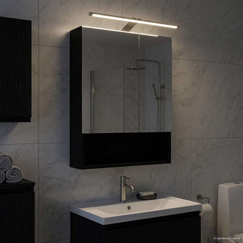 vidaXL Badrumsspegelskåp Svart Ek 50 x 14,5 x 70 cm Konstruerat trä