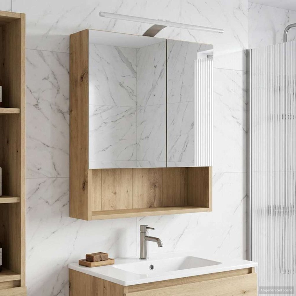 vidaXL Badrumsspegelskåp Artisan Ek 50 x 14,5 x 70 cm Konstruerat trä