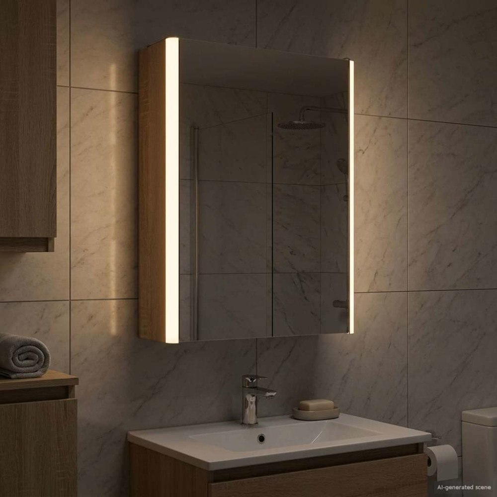 vidaXL Badrumsspegelskåp Sonoma-ek 33 x 11,5 x 50 cm Konstruerat trä