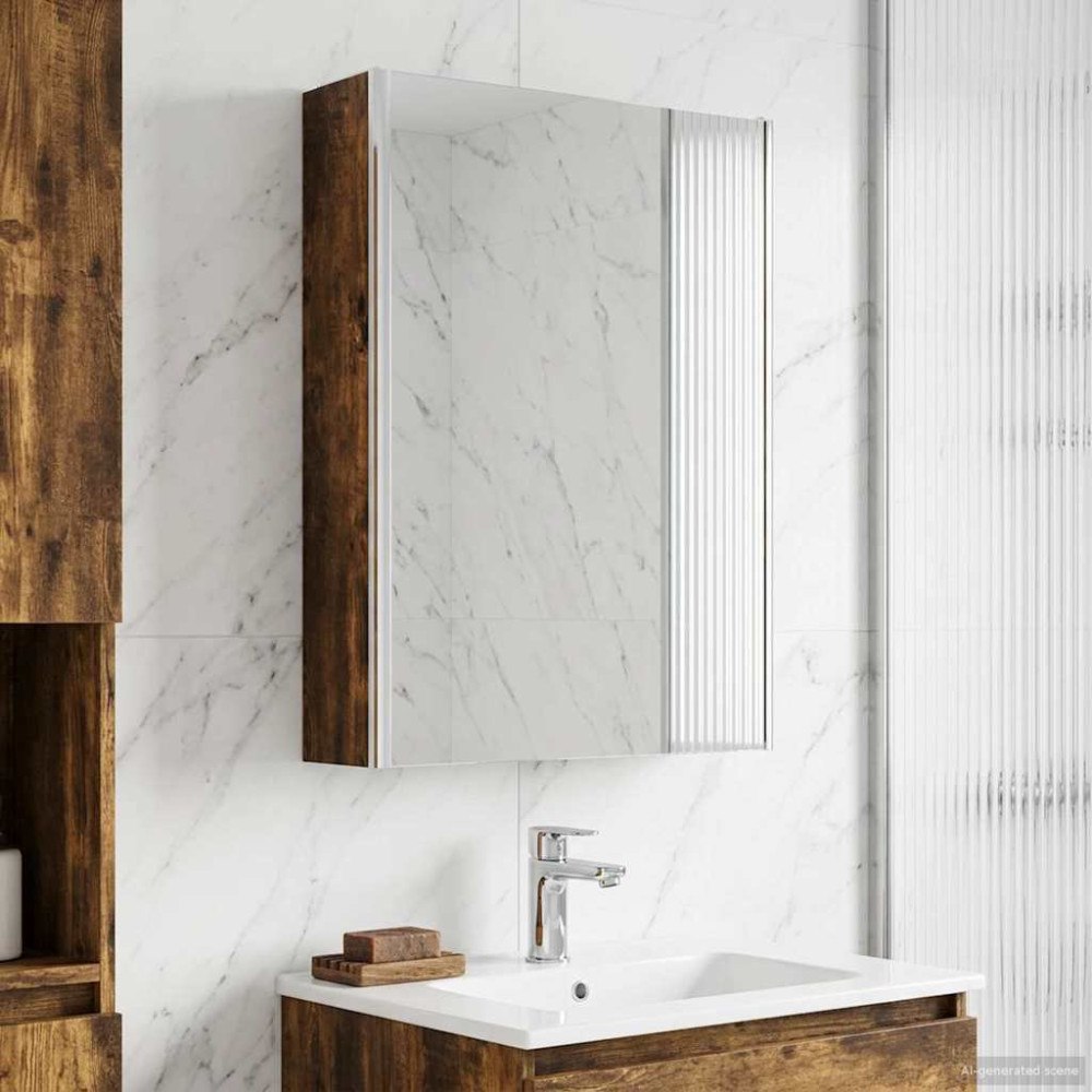 vidaXL Badrumsspegelskåp Rökt ek 73.5 x 15.5 x 70 cm Konstruerat trä