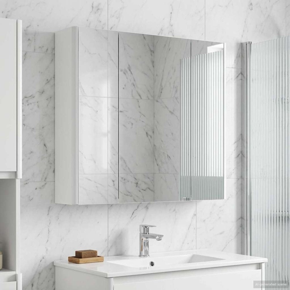 vidaXL Badrumsspegelskåp för Vit 63,5 x 15,5 x 60,5 cm