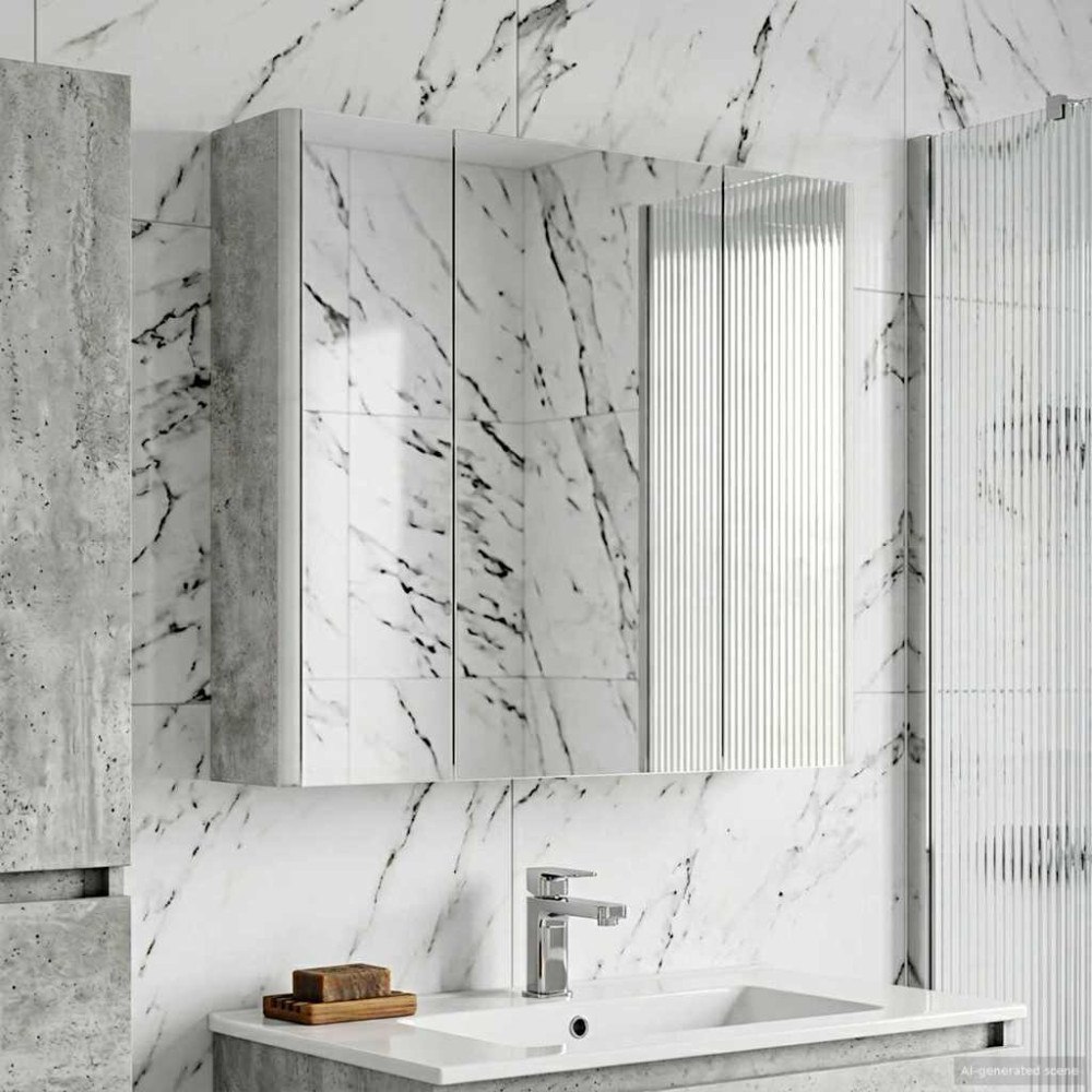 vidaXL Badrumsspegelskåp Betonggrå 63,5 x 15,5 x 60,5 cm