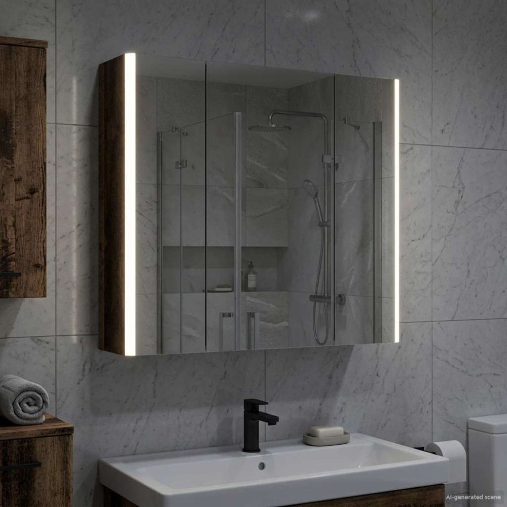 vidaXL Badrumsspegelskåp Gammalt trä 63,5 x 15,5 x 60,5 cm