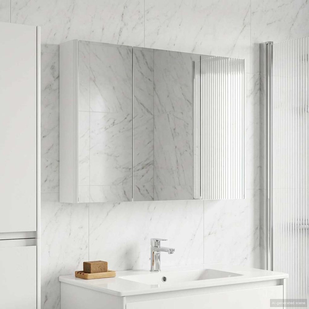 vidaXL Badrumsspegelskåp för Vit 103,5 x 15,5 x 70 cm Konstruerat trä