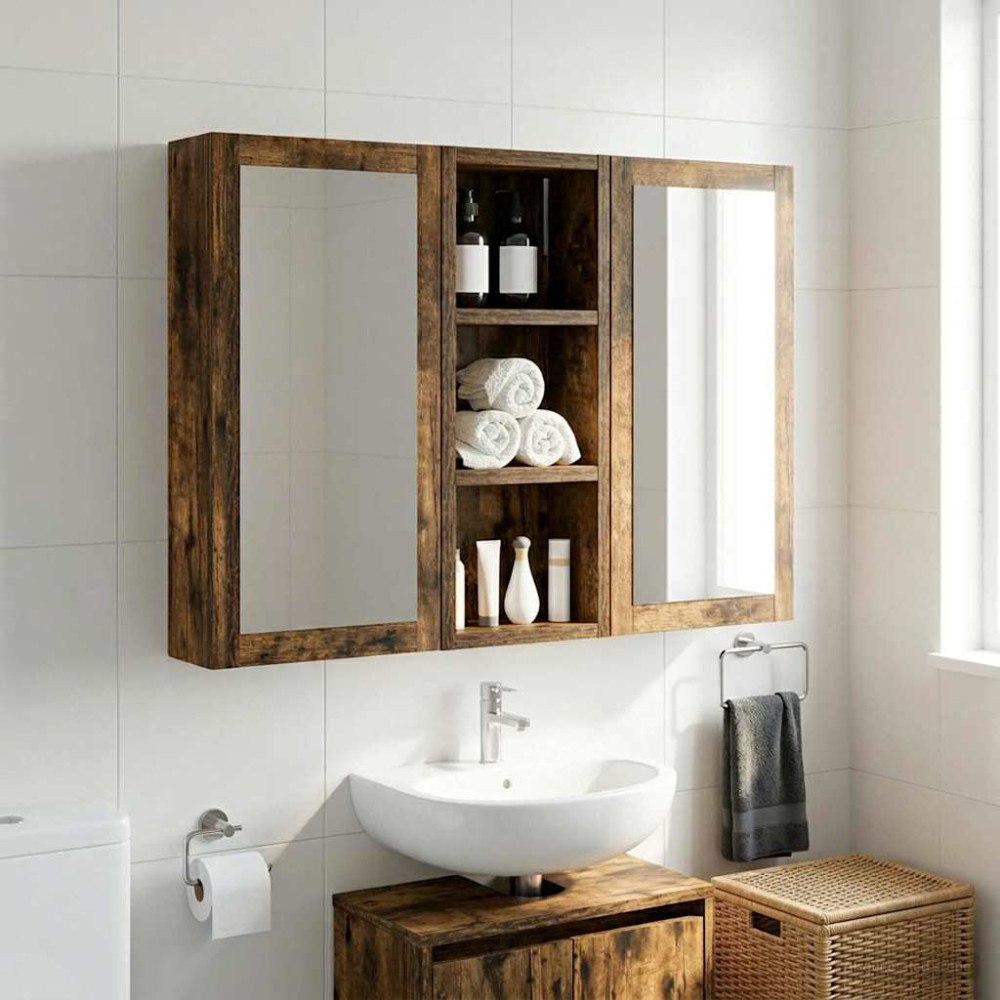 vidaXL Badrumsväggskåp Rökt Ek 20 x 10 x 50 cm Konstruerat trä