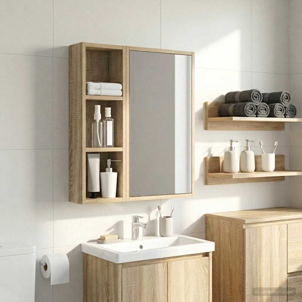 vidaXL Badrumsväggskåp Sonoma-ek 20 x 10 x 60,5 cm Konstruerat trä