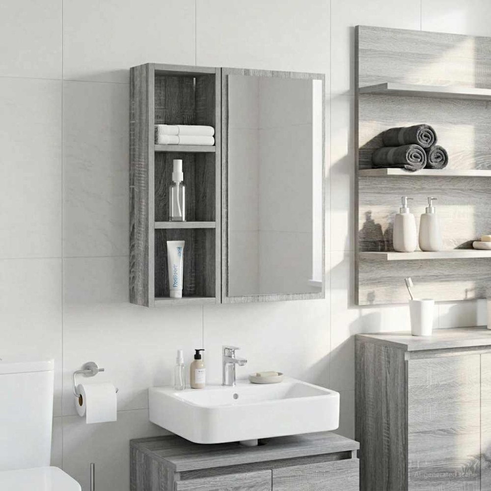 vidaXL Badrumsväggskåp Grå Sonoma 20 x 10 x 60,5 cm Konstruerat trä