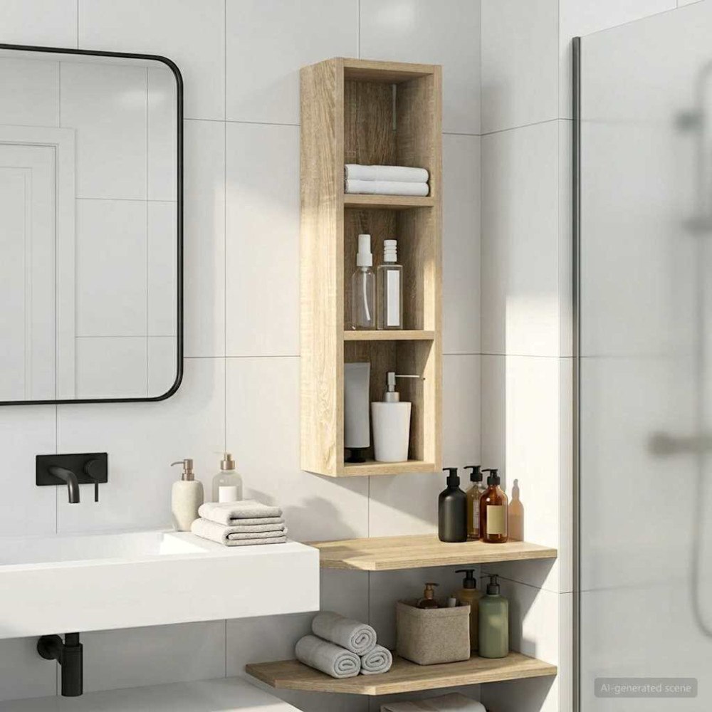 vidaXL Badrumsväggskåp Sonoma-ek 20 x 14 x 70 cm Konstruerat trä