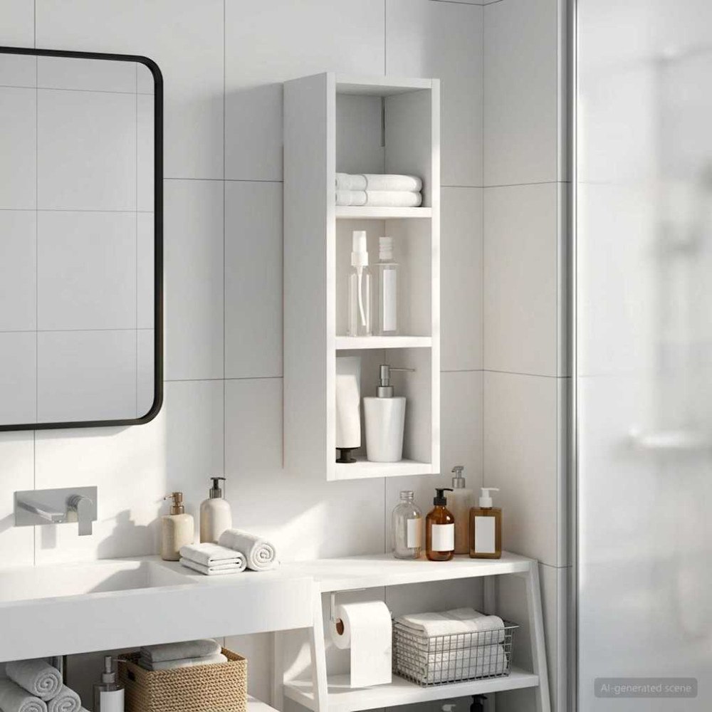 vidaXL Badrumsväggskåp med hylla Vit 20 x 16 x 62,5 cm Konstruerat trä