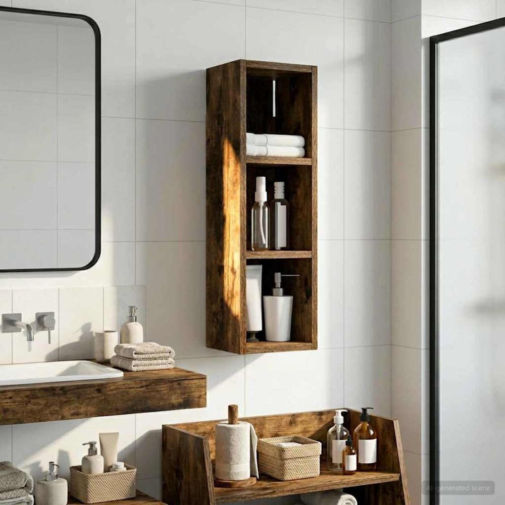 vidaXL Badrumsväggskåp Rökt Ek 20 x 16 x 62,5 cm Konstruerat trä