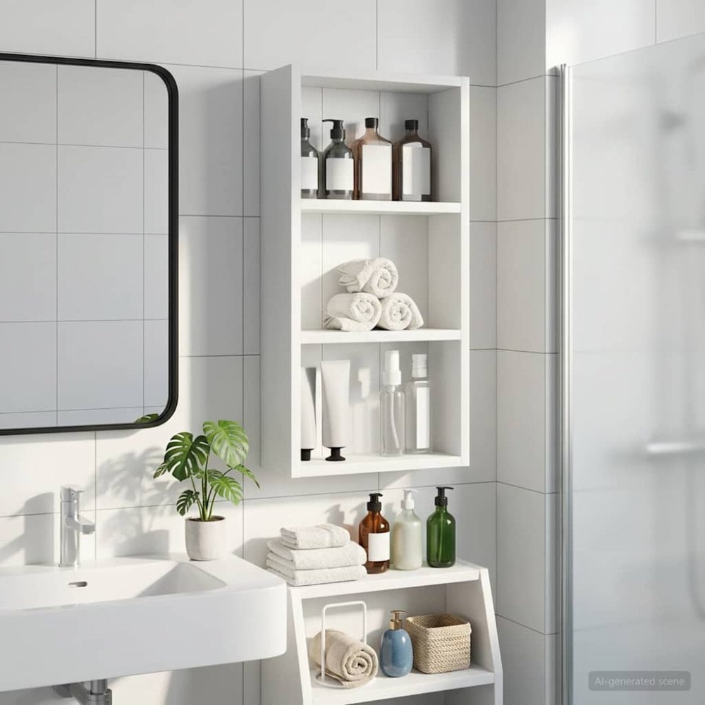 vidaXL Badrumsväggskåp med hylla Vit 30 x 10 x 60,5 cm Konstruerat trä