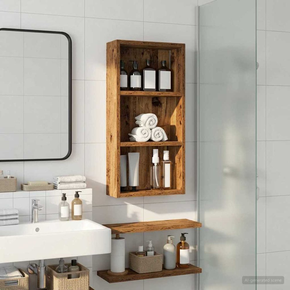 vidaXL Badrumsväggskåp Gammalt trä 30 x 10 x 60,5 cm Konstruerat trä