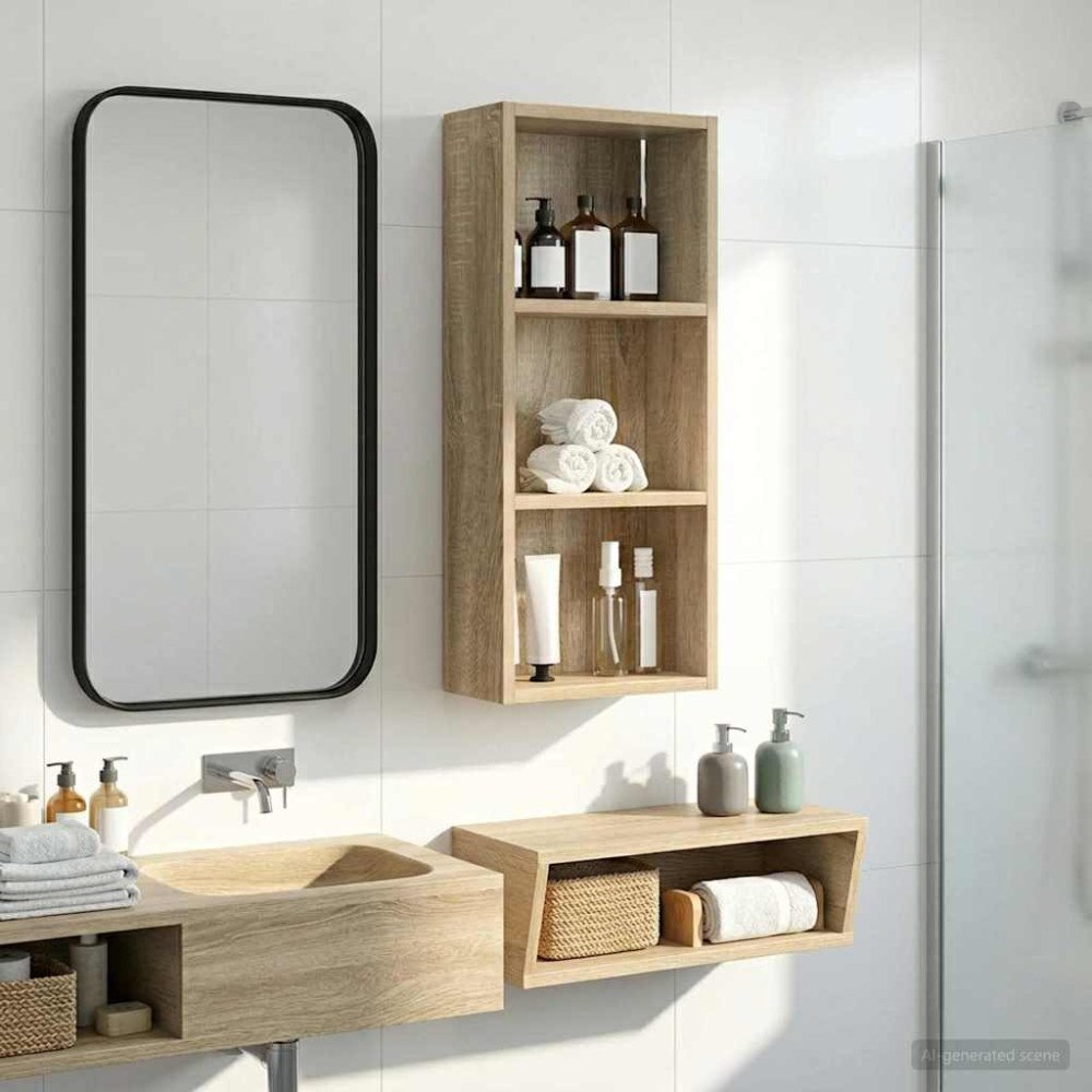vidaXL Badrumsväggskåp Sonoma-ek 30 x 14 x 70 cm Konstruerat trä