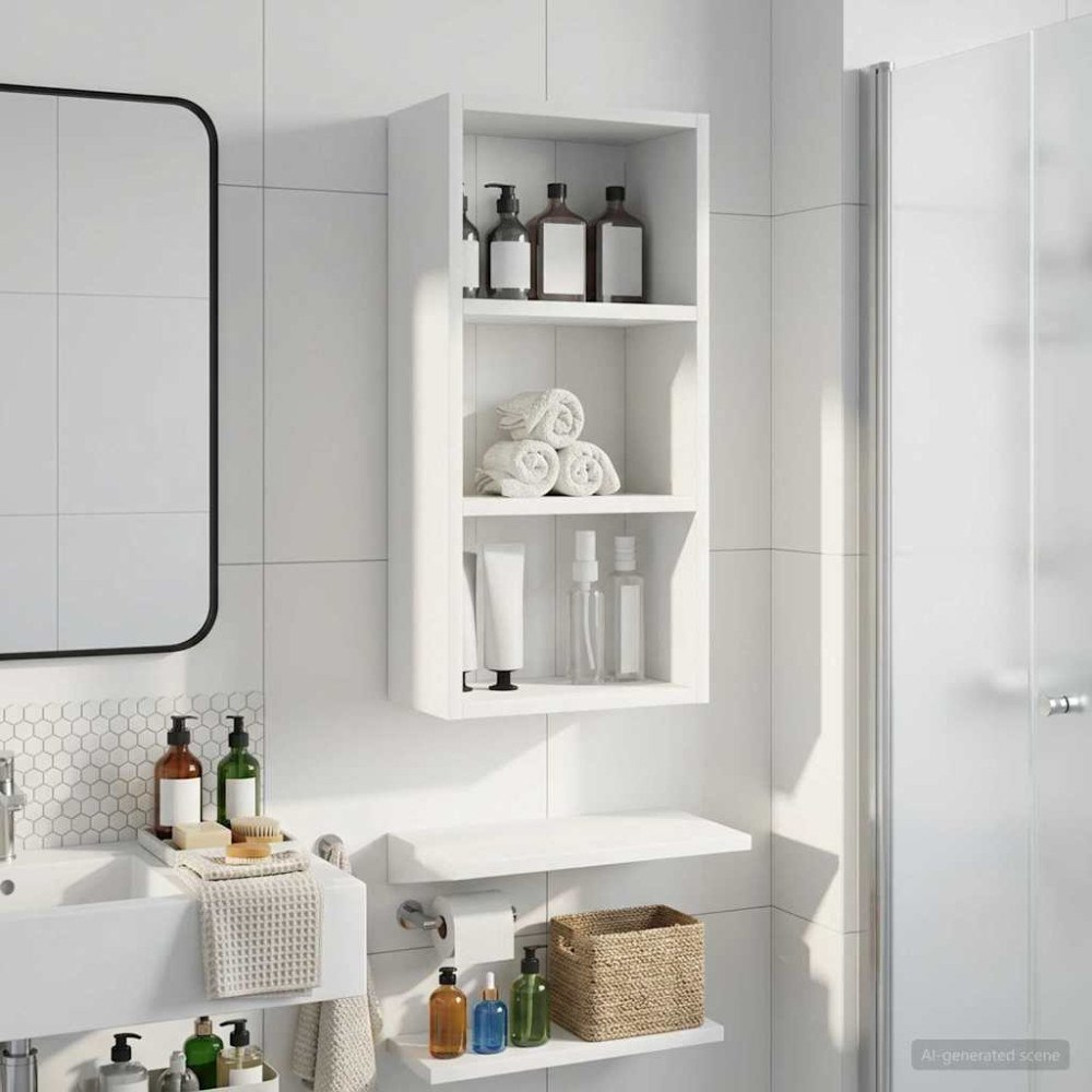 vidaXL Badrumsväggskåp med hylla Vit 30 x 16 x 62,5 cm Konstruerat trä