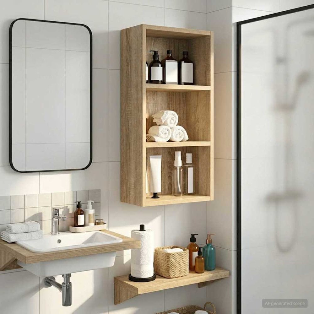 vidaXL Badrumsväggskåp Sonoma-ek 30 x 16 x 62,5 cm Konstruerat trä