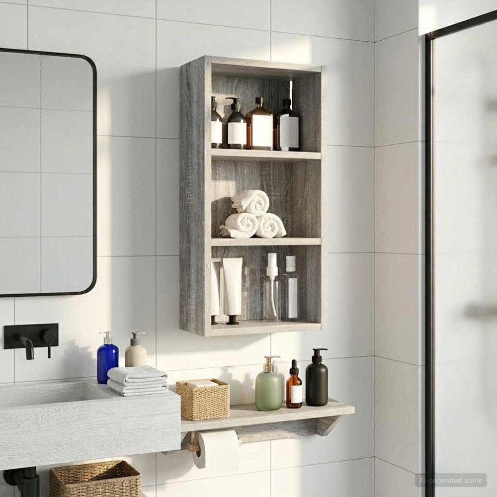 vidaXL Badrumsväggskåp Grå Sonoma 30 x 16 x 62,5 cm Konstruerat trä