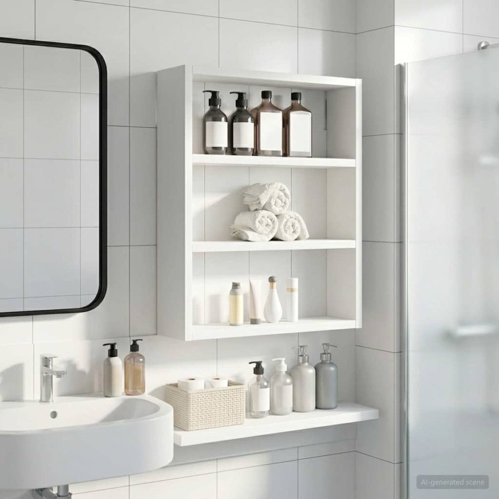 vidaXL Badrumsväggskåp med hylla Vit 40 x 10 x 50 cm Konstruerat trä