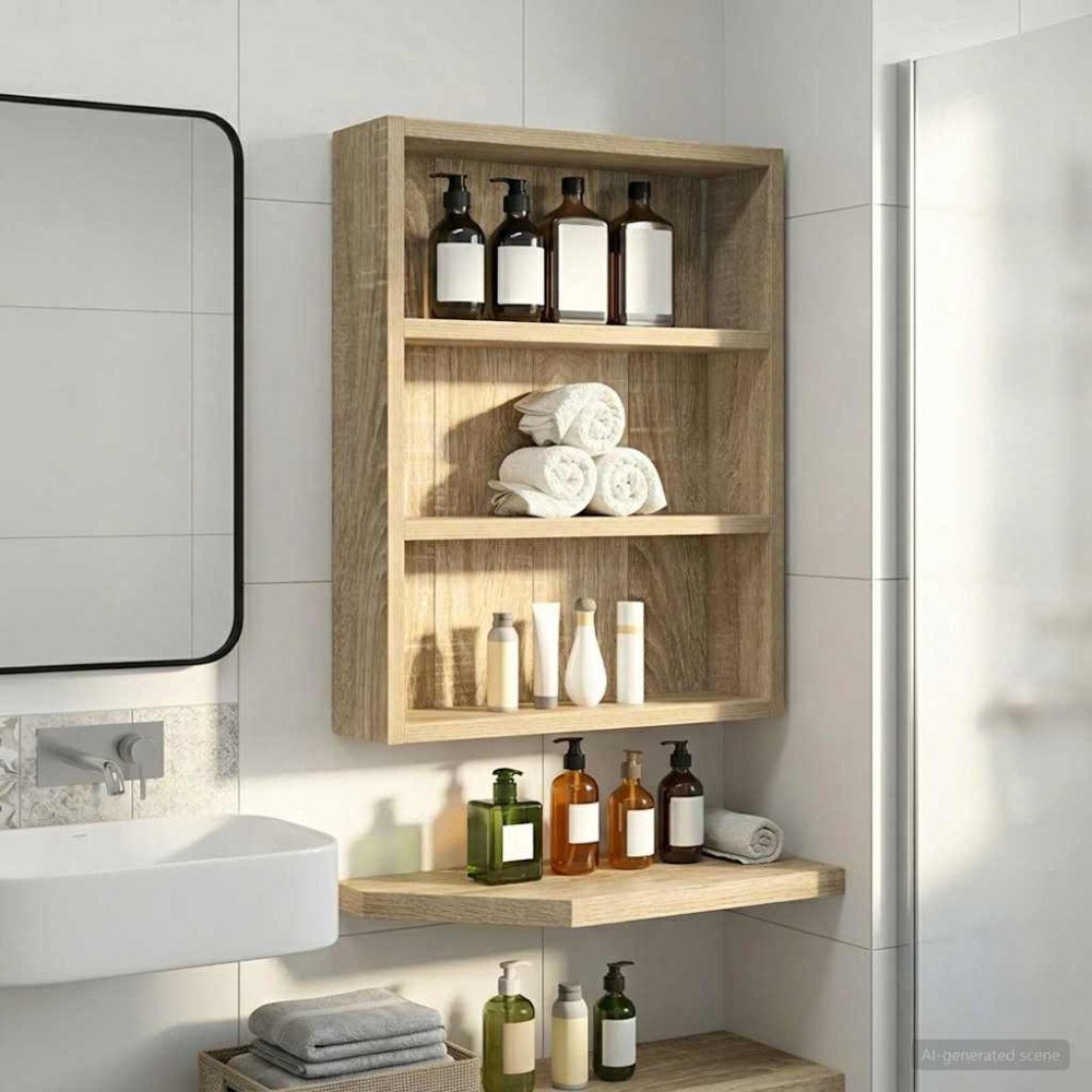 vidaXL Badrumsväggskåp Sonoma-ek 40 x 10 x 50 cm Konstruerat trä