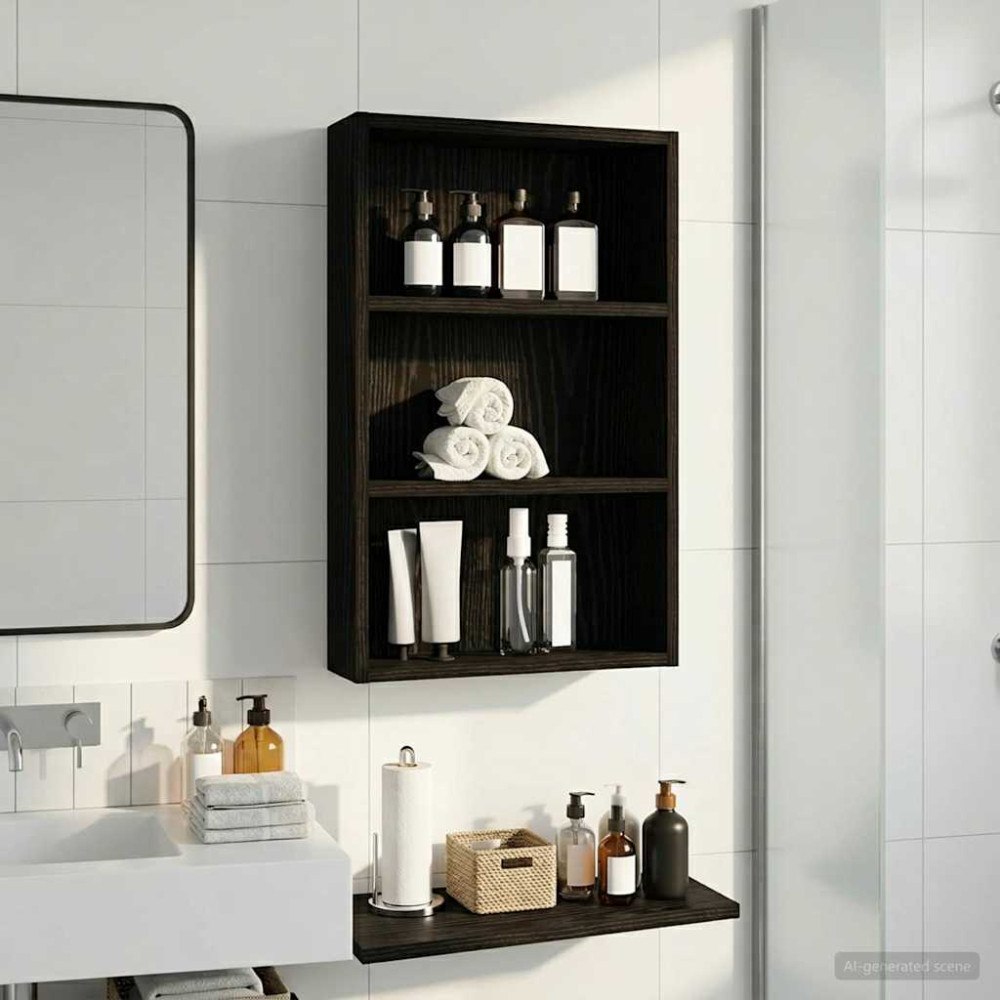 vidaXL Badrumsväggskåp Svart Ek 40 x 10 x 60,5 cm Konstruerat trä