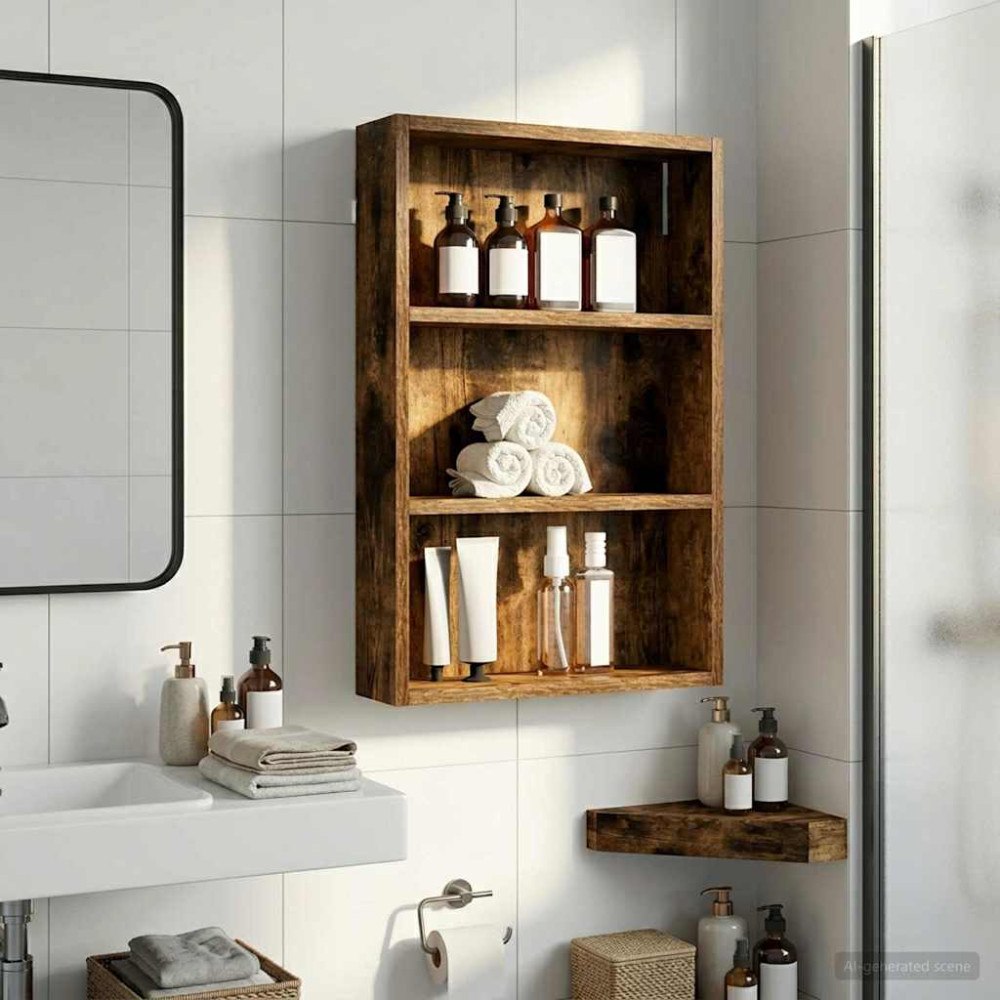 vidaXL Badrumsväggskåp Rökt Ek 40 x 10 x 60,5 cm Konstruerat trä