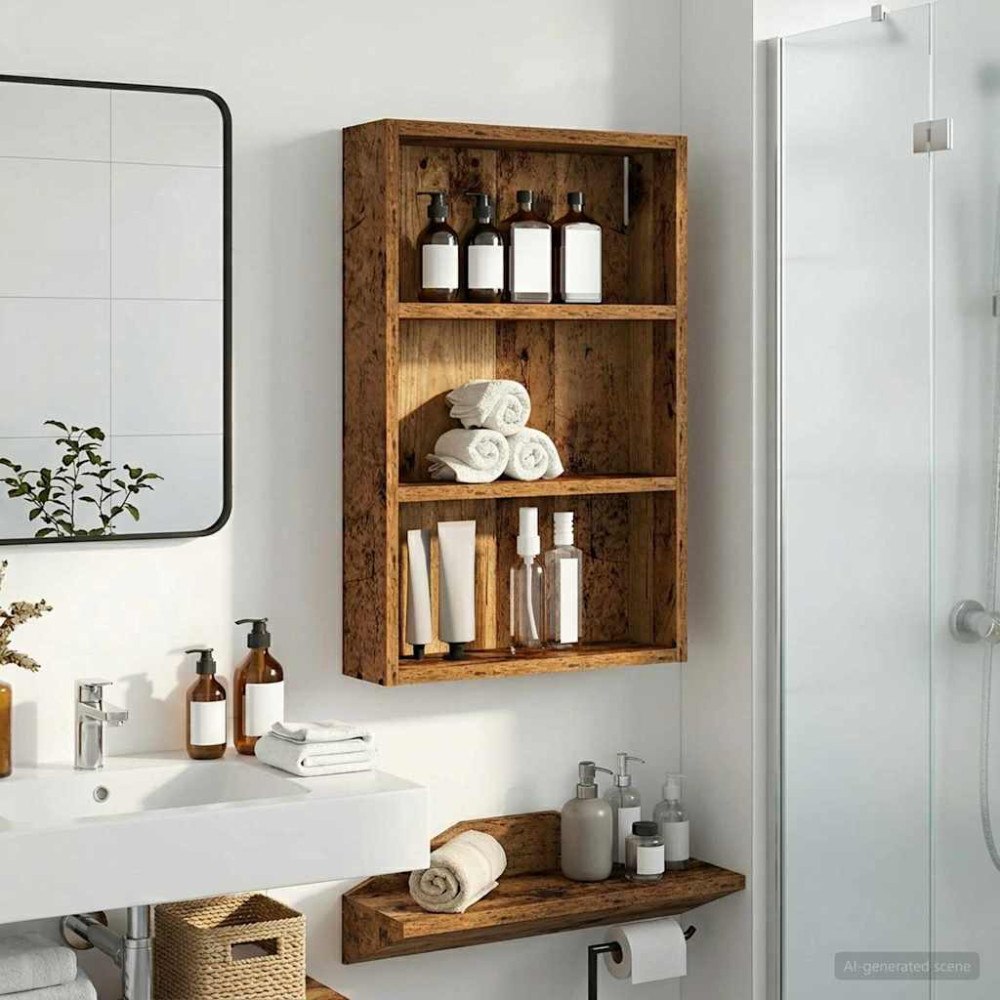vidaXL Badrumsväggskåp Gammalt trä 40 x 10 x 60,5 cm Konstruerat trä