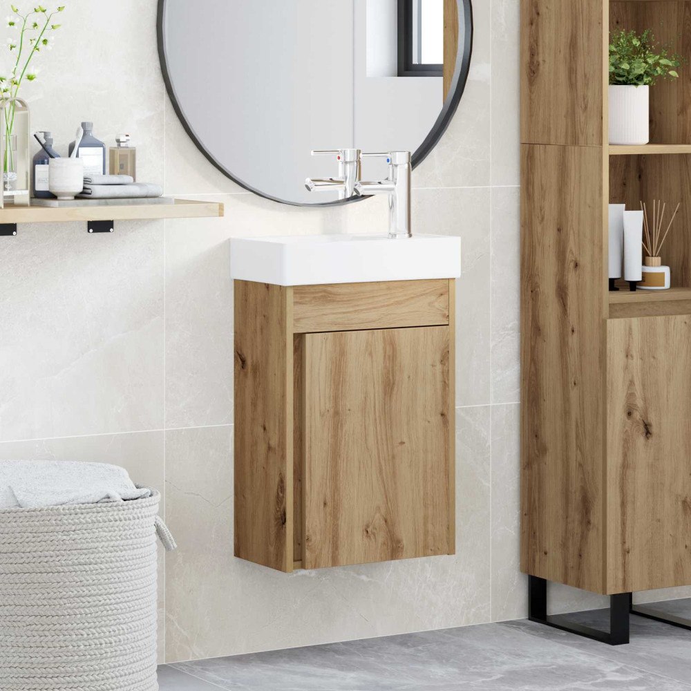 vidaXL Badrumsmöbel med handfat Artisan ek 40,5 x 22,5 x 62 cm