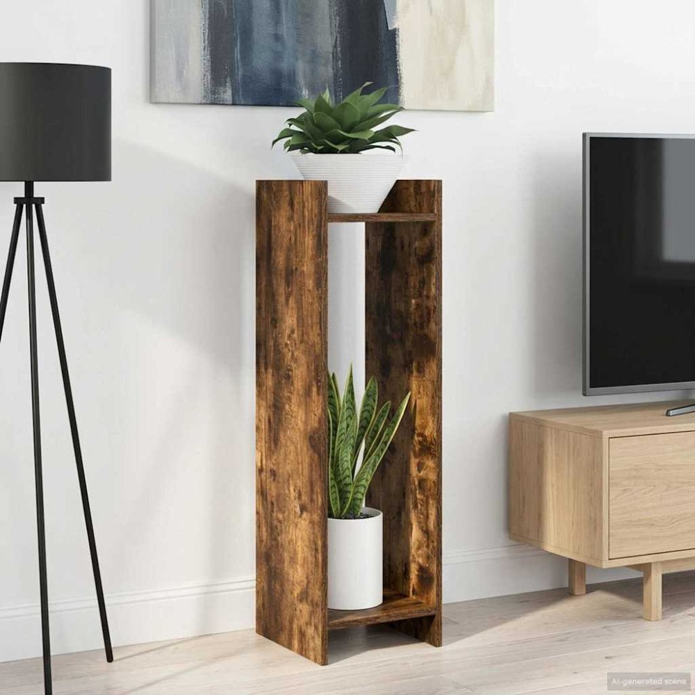 vidaXL Växtställ med hylla Rökt Ek 30 x 30 x 100 cm Konstruerat trä